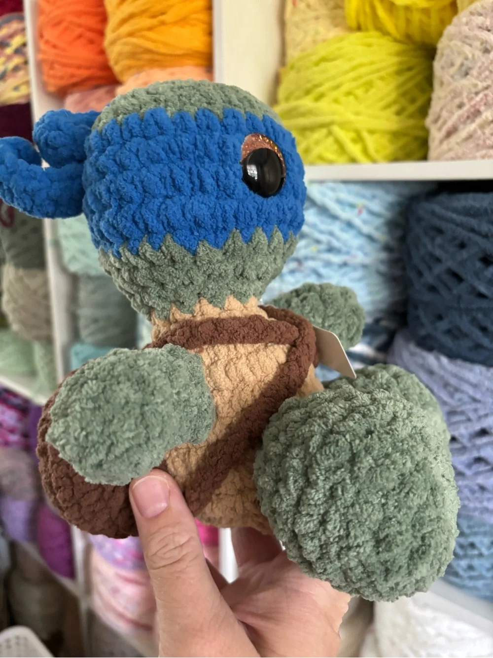 Crochet sitting Teenage Mutant Ninja Turtles plush